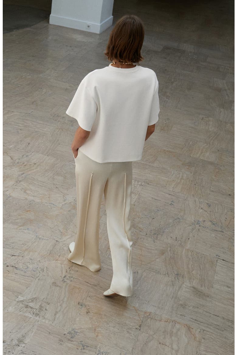 Selection Satin Slit Hem Wide Leg Pants, Alternate, color, VANILLA