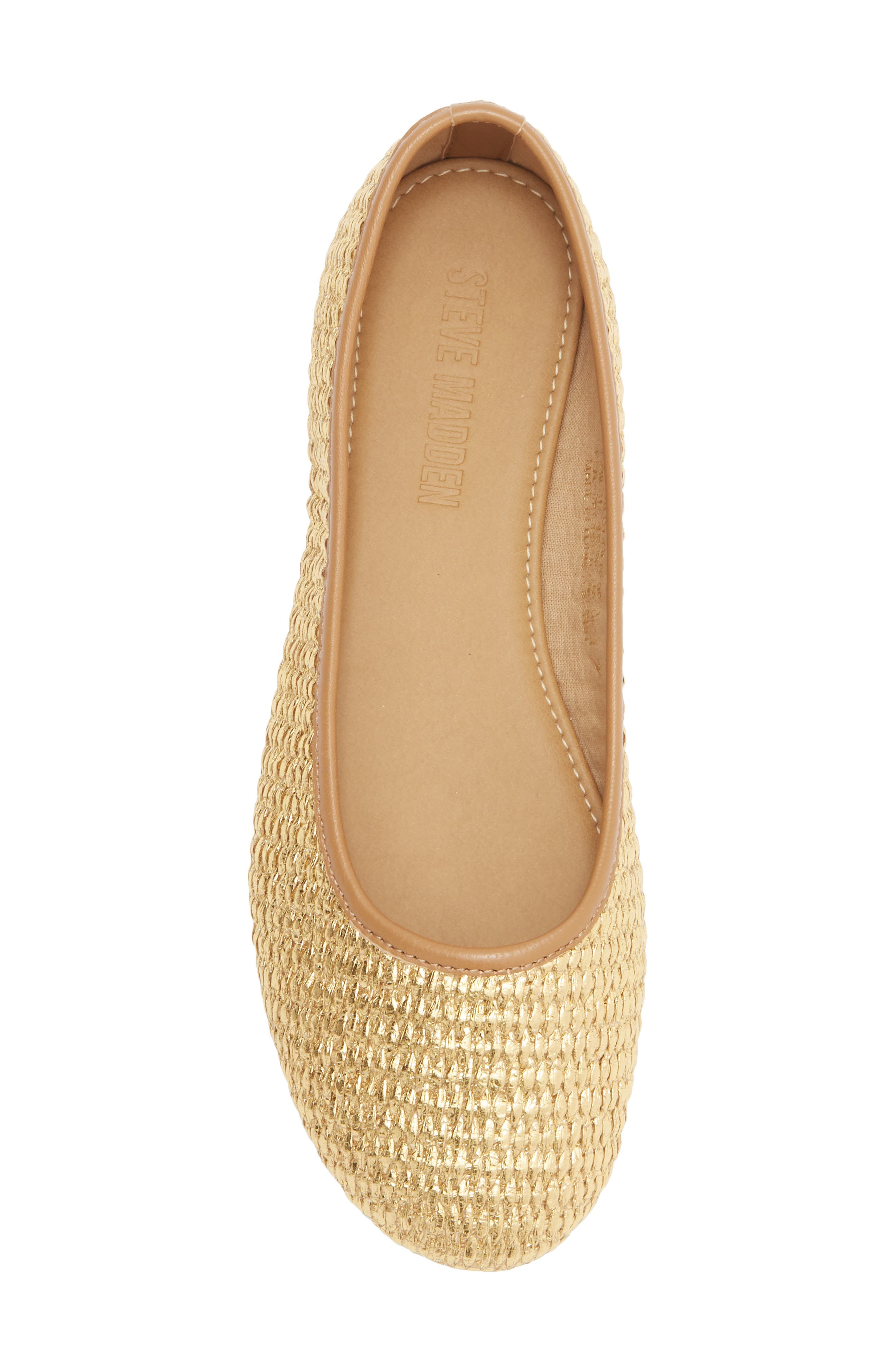 Steve Madden Merlot Woven Metallic Flat, Alternate, color, Gold Raffia