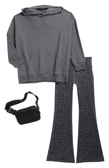 Yogalicious Kids' Hoodie, Flared Leggings & Bag Set In Gray