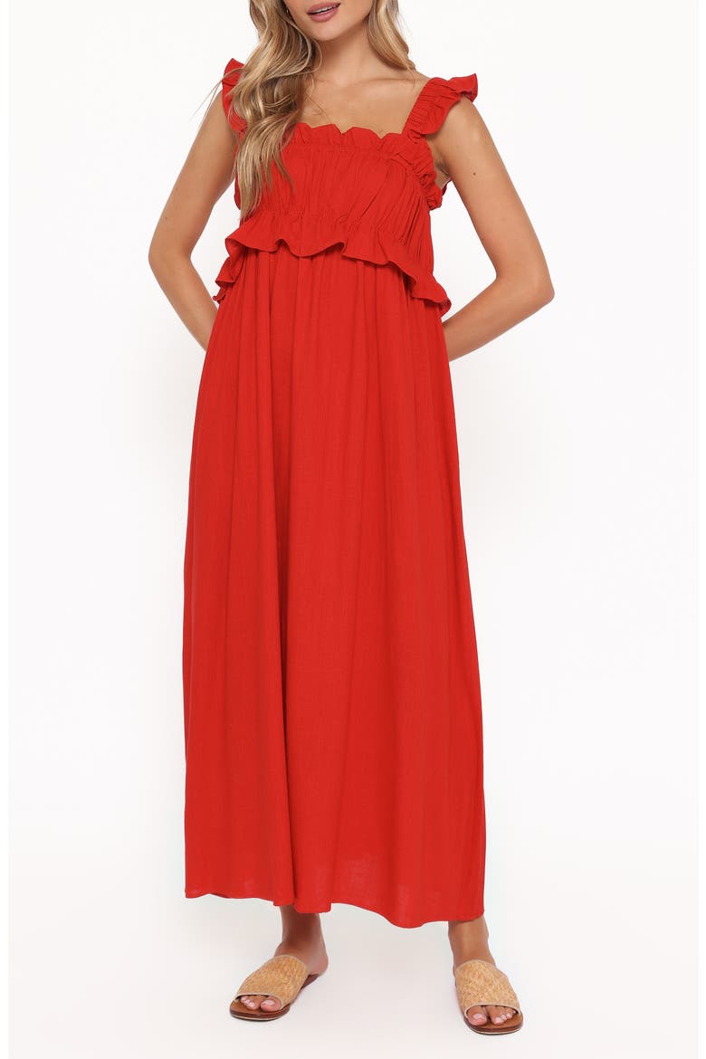 Ross Frill Strap Maxi Dress, Main, color, RED