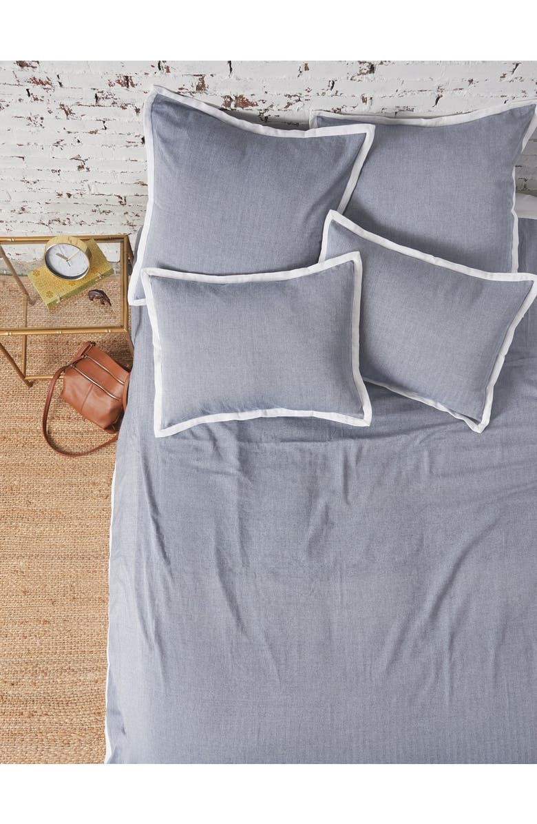 carol & frank Roscoe Indigo Mini Herringbone Pattern 100% Cotton Euro Sham w/ Flange 26" x 26", Alternate, color, Blue