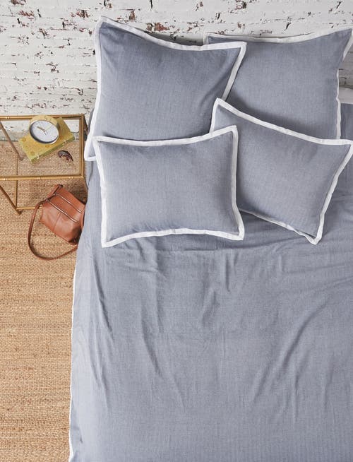 Carol & Frank Roscoe Indigo Mini Herringbone Pattern 100% Cotton Euro Sham W/ Flange 26" X 26" In Blue