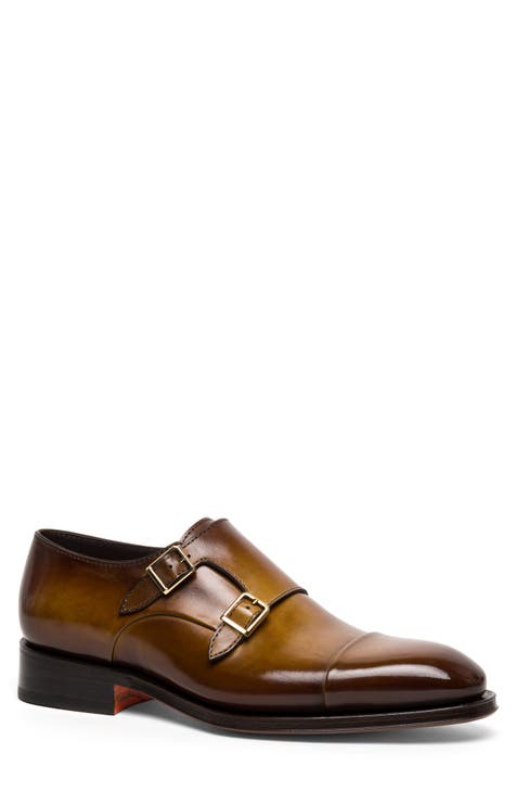 Calvin klein robbie tan double monk strap shoes on sale