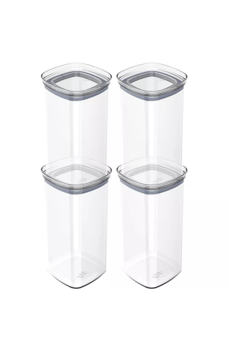 OU Airtight Clear Stackable Food Storage Container Set with Leak Proof Lid, Main, color, 
