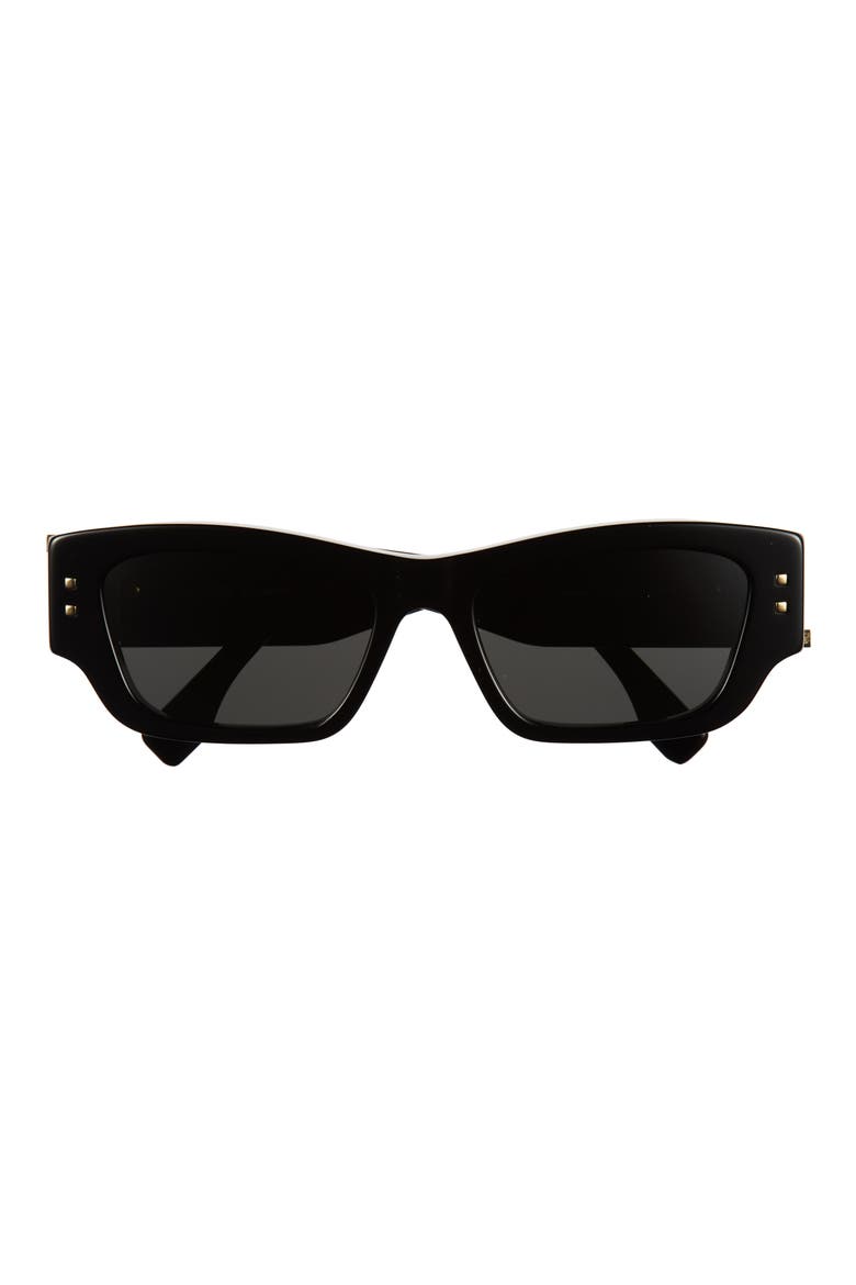 Fold 53mm Cat Eye Sunglasses, Main, color, SHINY BLACK / SMOKE