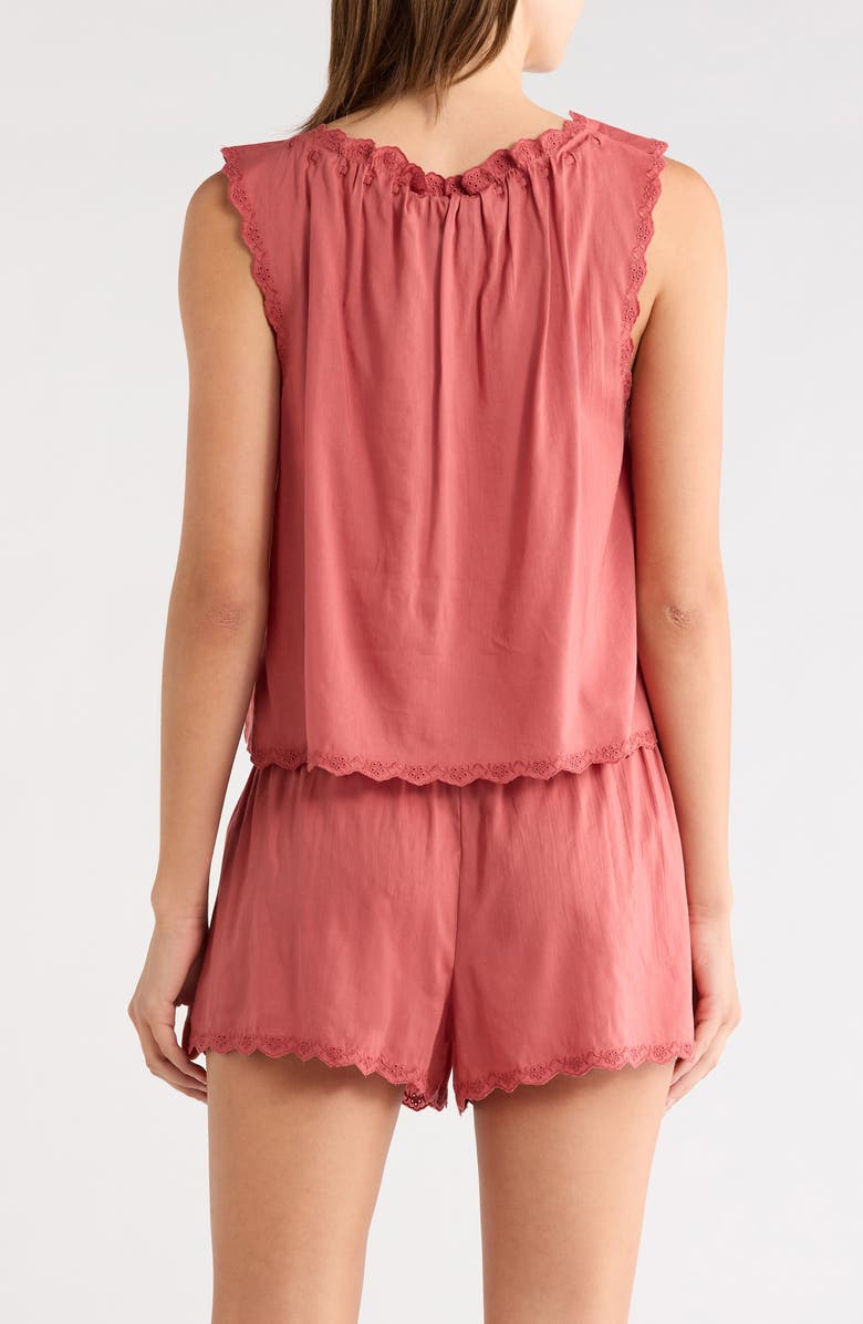 Reformation Hazel Short Cotton Blend Pajamas, Alternate, color, Rosewood