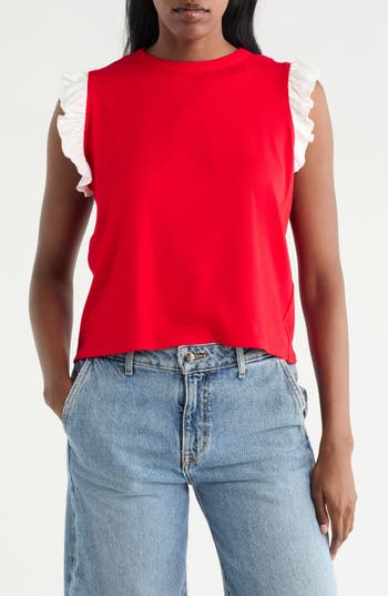 Cyrus Ruffle Sleeveless Top In Multi