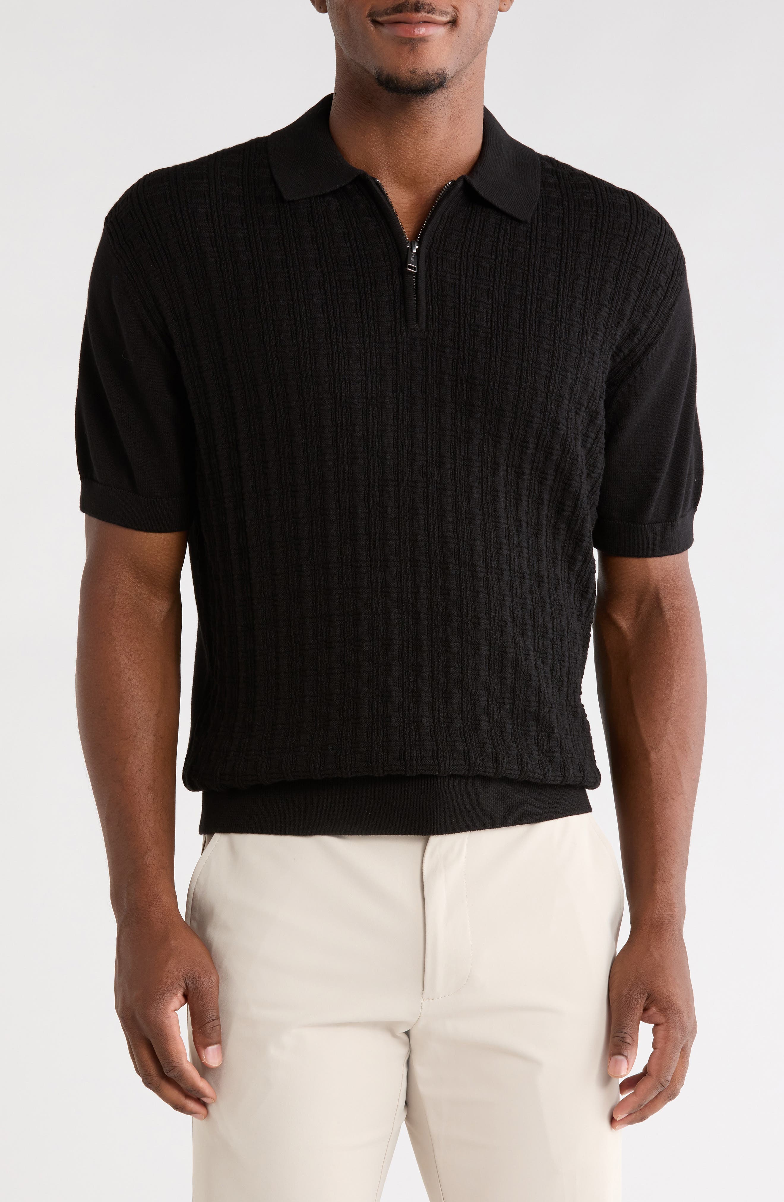 Alex Cotton Blend Quarter Zip Polo Sweater