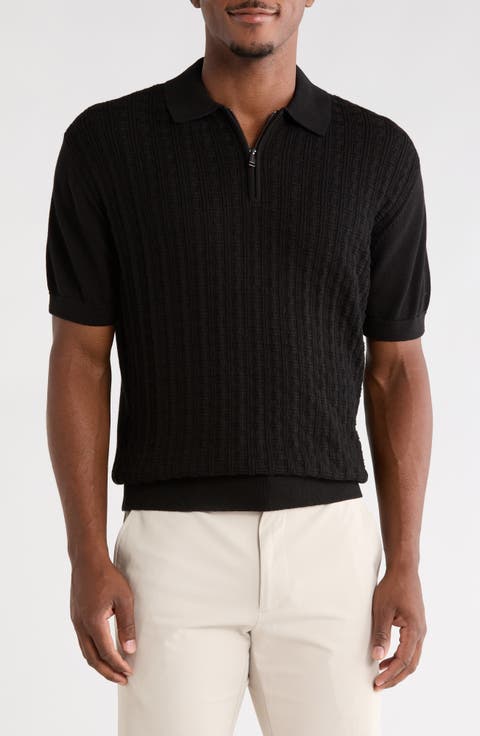 Alex Cotton Blend Quarter Zip Polo Sweater