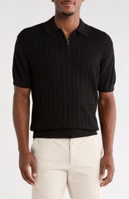 DKNY SPORTSWEAR Alex Cotton Blend Quarter Zip Polo Sweater