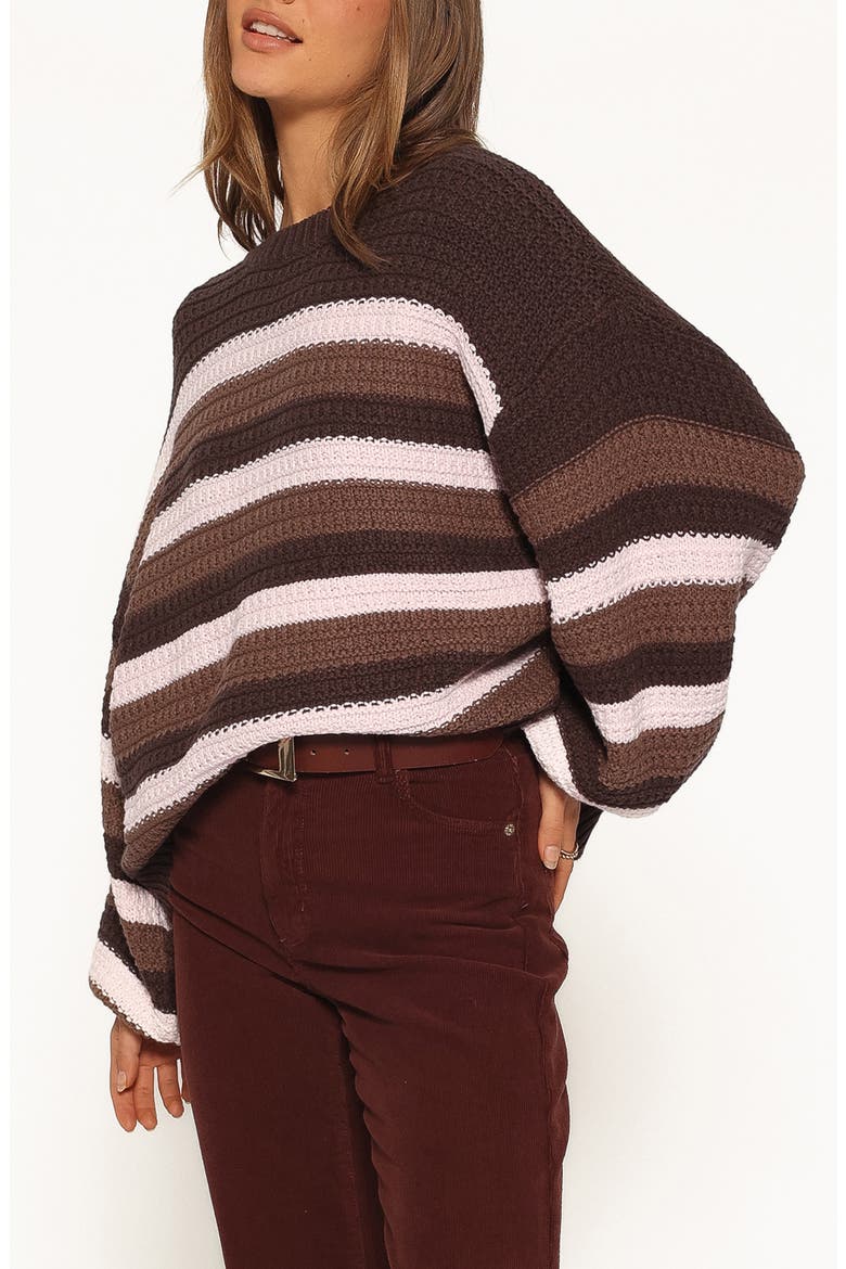 Kadie Textured Knit Sweater, Alternate, color, CHOCOLATE PINK STRIPE