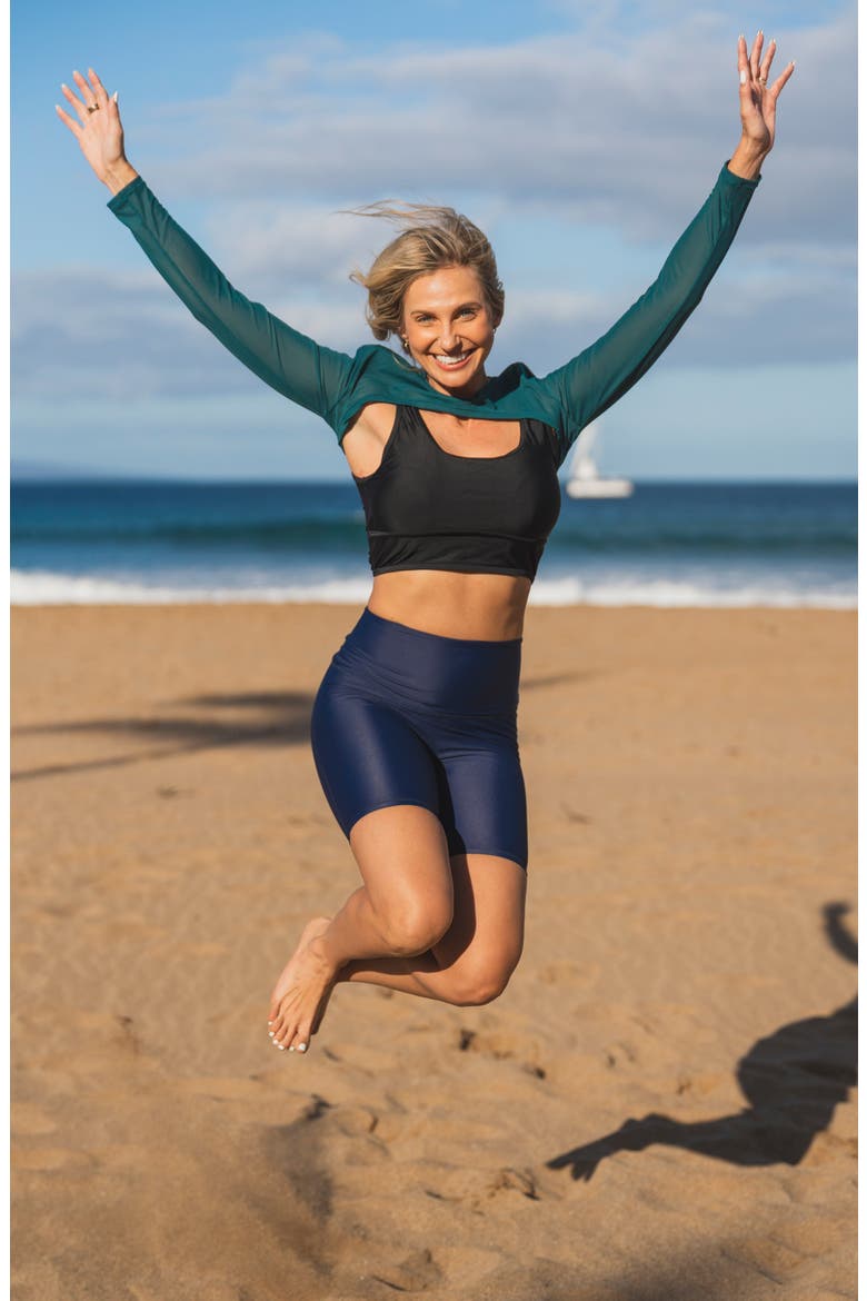 Mesh Sleeve Swim Cover Up, Alternate, color, Dark Jade
