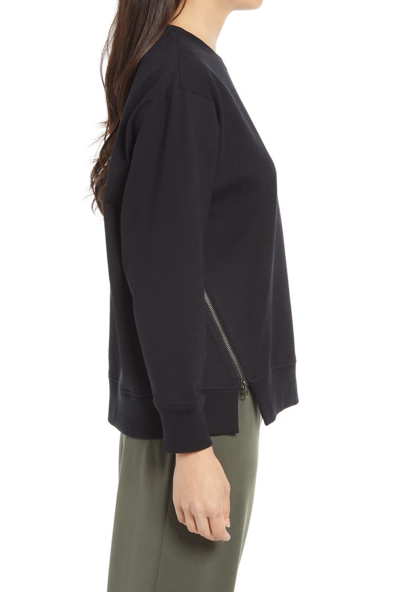 Women's Side Zip Sweatshirt, Alternate, color, BLACK