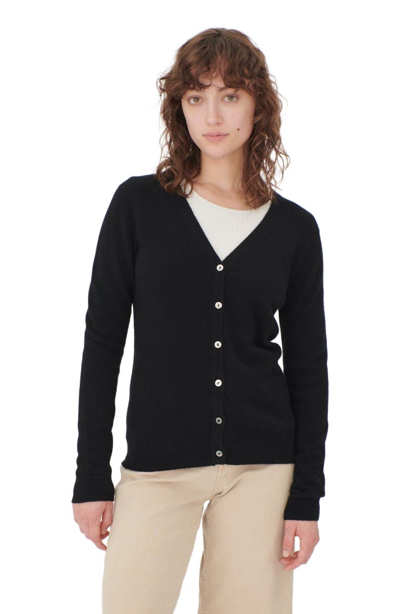 Gobi Cashmere Essential Cashmere V-Neck Cardigan, Alternate, color, Black