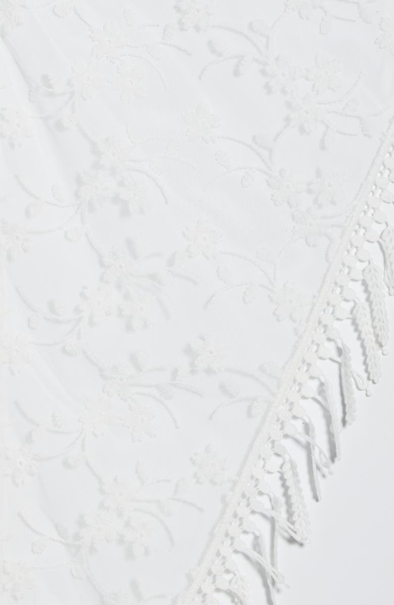 Vince Camuto Floral Lace Trim Scarf, Alternate, color, Natural