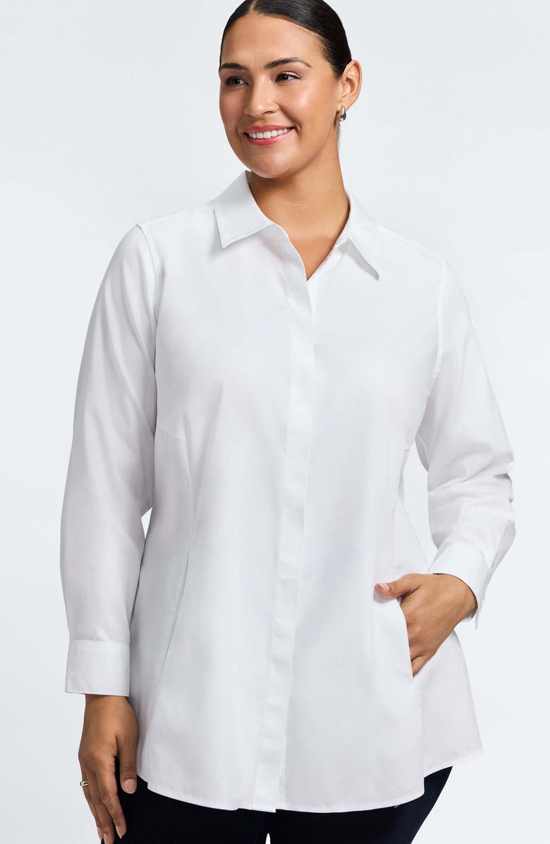 Foxcroft Cici Non-Iron Tunic Blouse, Alternate, color, White