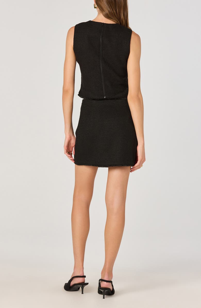 ASTR the Label Asymmetric Button Detail Tweed Top, Alternate, color, Black