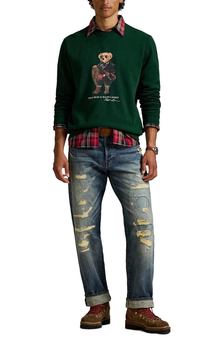 Polo Ralph Lauren Polo Bear Fleece Graphic Sweatshirt, Alternate, color, Fa25 Moss Agate Holiday Bear