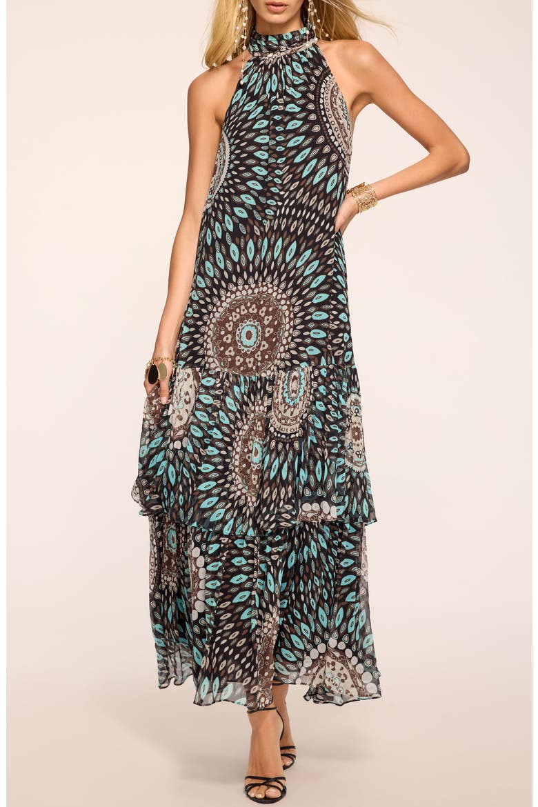 River Medallion Silk Maxi Dress, Main, color, MULTI MEDALLION