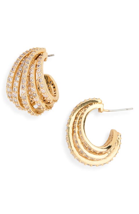 Stone C Hoop Earrings