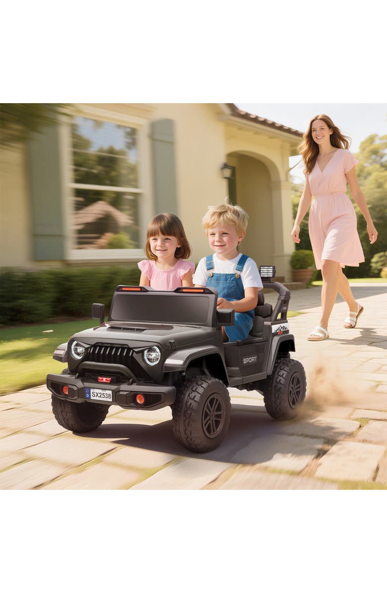 Qaba 2-Seater Kids Electric Truck, 4 Motors, 5 MPH, Remote, Suspension, Alternate, color, Black