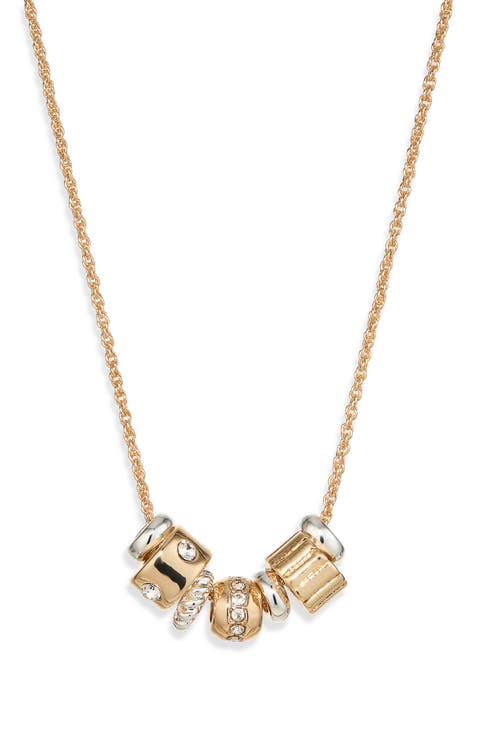 Stacked Pavé Charm Two-Tone Necklace