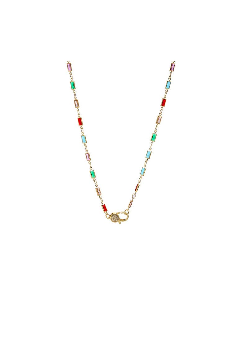 CZ Multicolor Baguette Lobster Clasp Chain Necklace, Main, color, Multi-Color