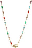 BY ADINA EDEN CZ Multicolor Baguette Lobster Clasp Chain Necklace