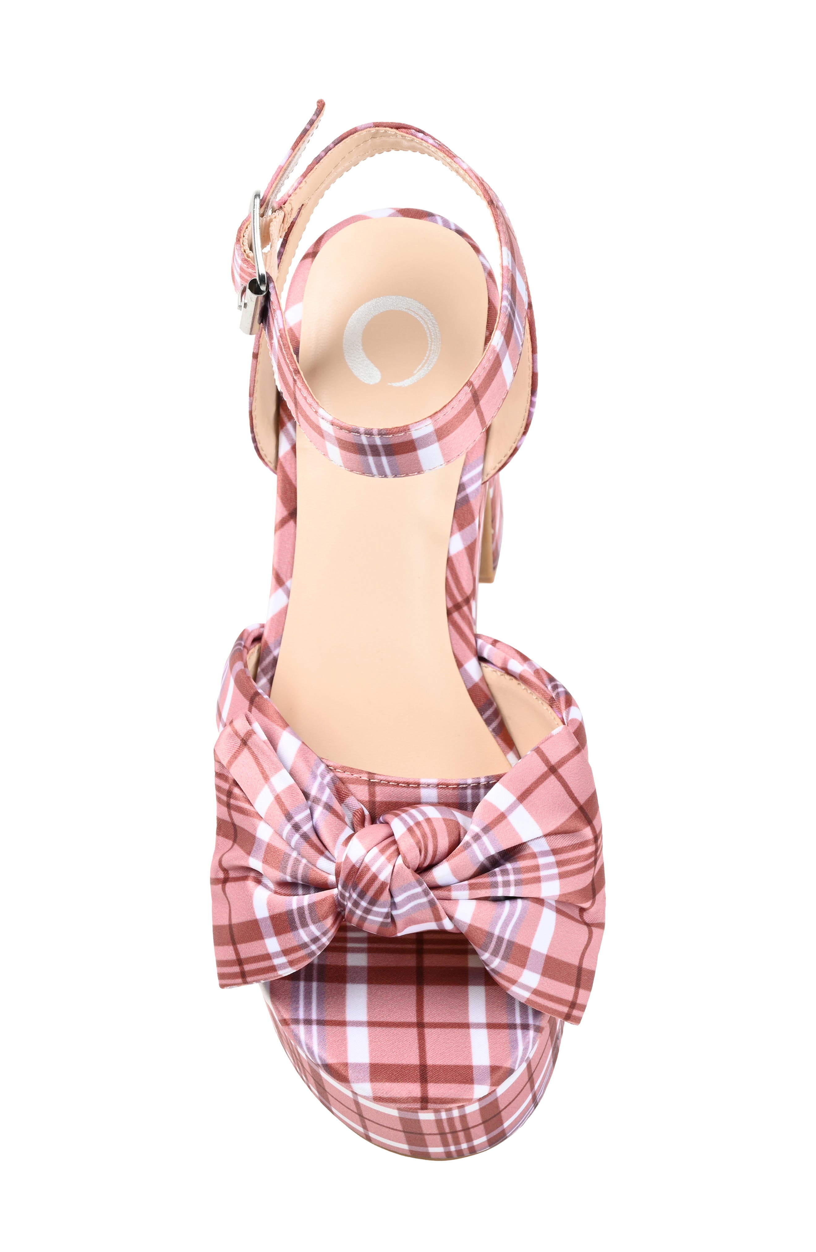 Journee Collection Zenni Bow Platform Sandal, Alternate, color, Plaid