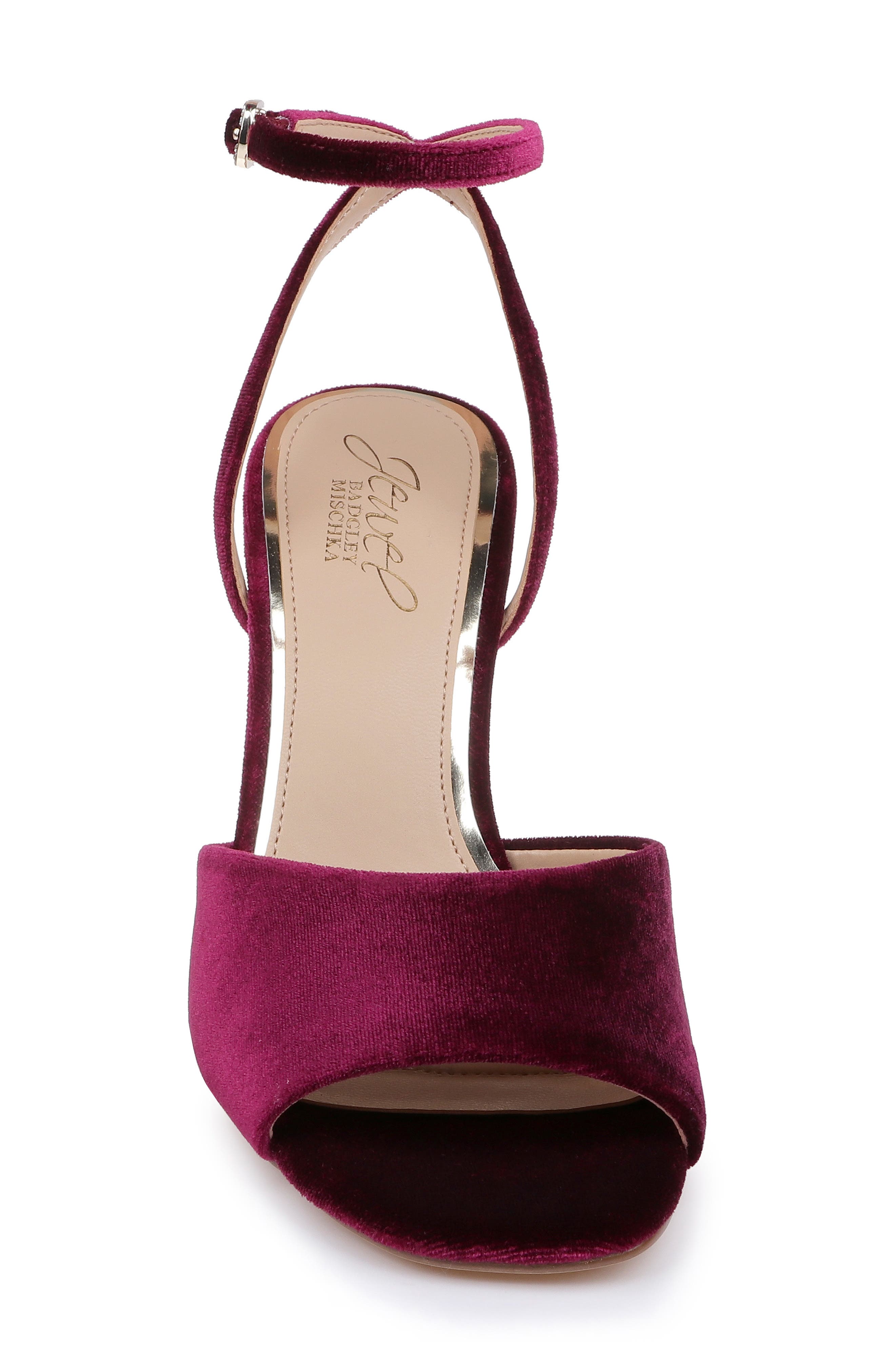 Babe Ankle Strap Sandal, Alternate, color, BURGUNDY VELVET