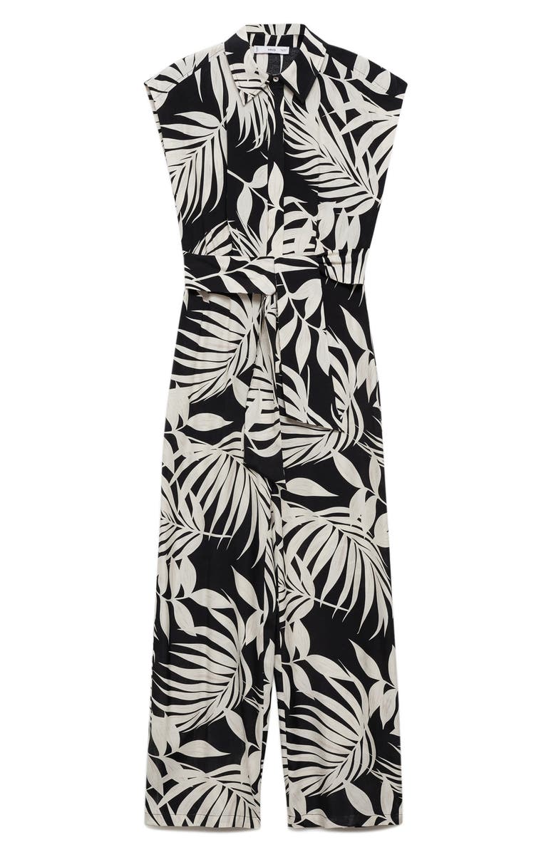 MANGO Print Tie Waist Jumpsuit, Alternate, color,