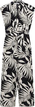 MANGO Print Tie Waist Jumpsuit