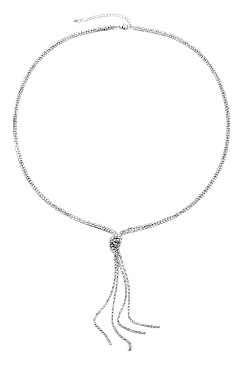 Knotted Box Chain Lariat Necklace, Main, color, SILVER
