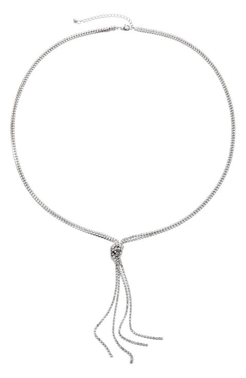 Knotted Box Chain Lariat Necklace