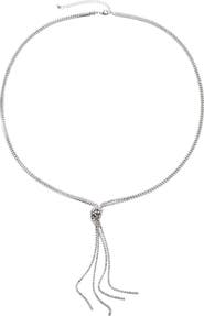 Adornia Knotted Box Chain Lariat Necklace