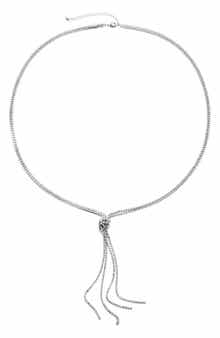 Adornia Knotted Box Chain Lariat Necklace