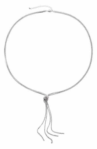 Knotted Box Chain Lariat Necklace