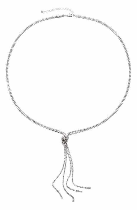 Adornia Knotted Box Chain Lariat Necklace