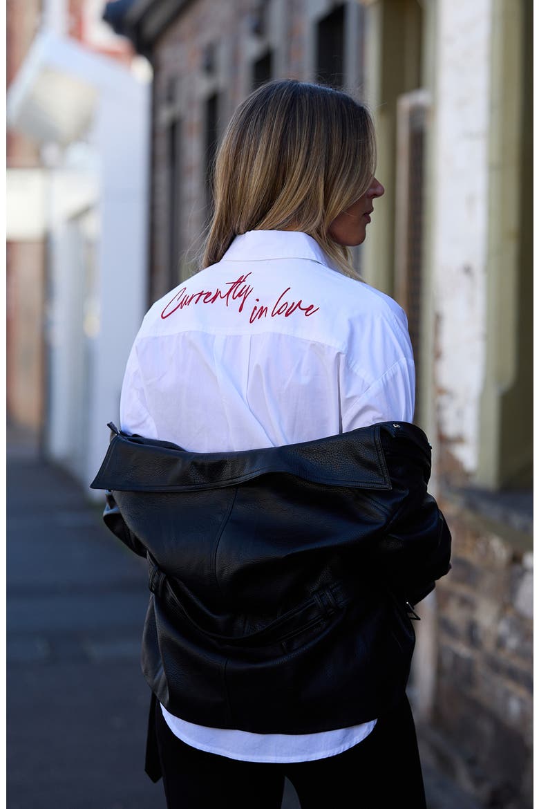 Thea Cotton Shirt, Alternate, color, WHITE IN LOVE