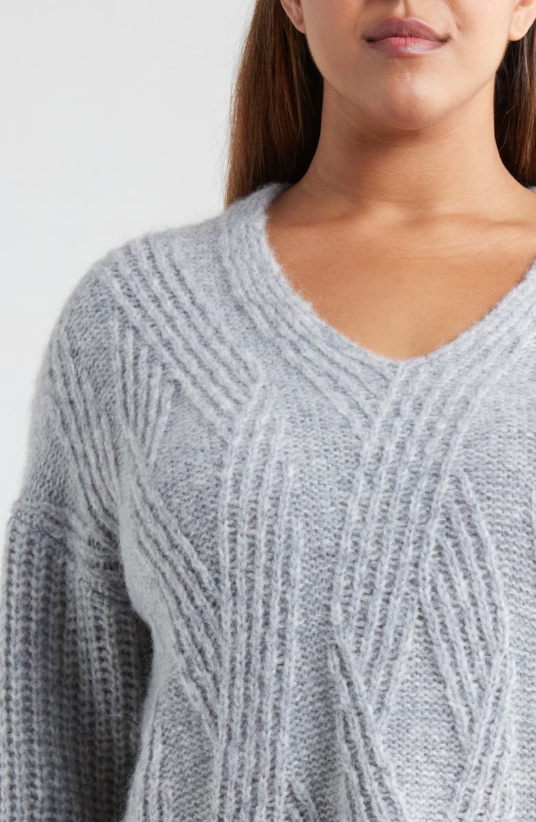 Nordstrom Alpaca Blend V-Neck Sweater, Alternate, color, Grey Heather