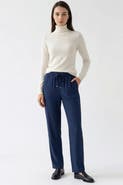 Exquise Elastic Waist Drawstring Regular Pants
