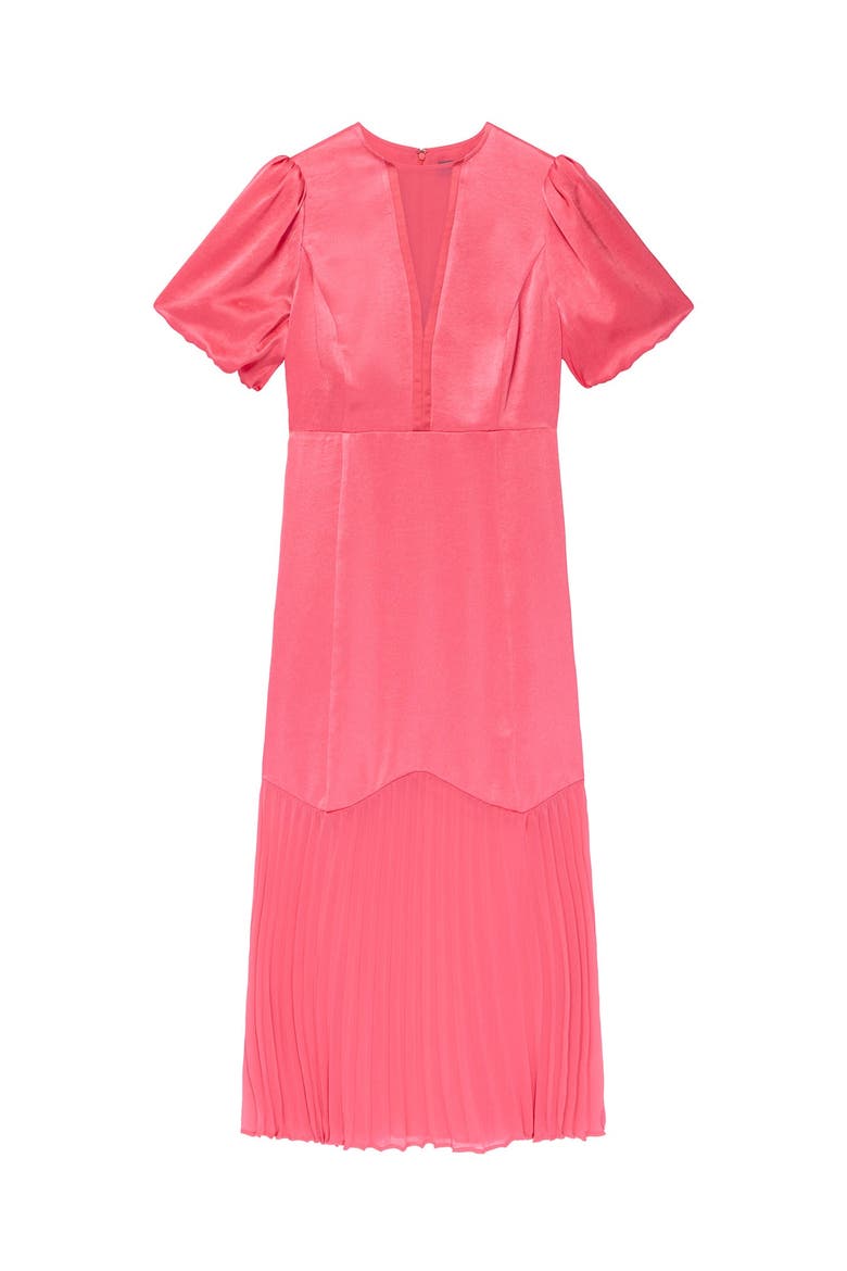Satin Pleated Maxi Dress, Alternate, color, Pink