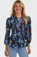 Lands' End Lightweight Jersey Button Pintuck Top