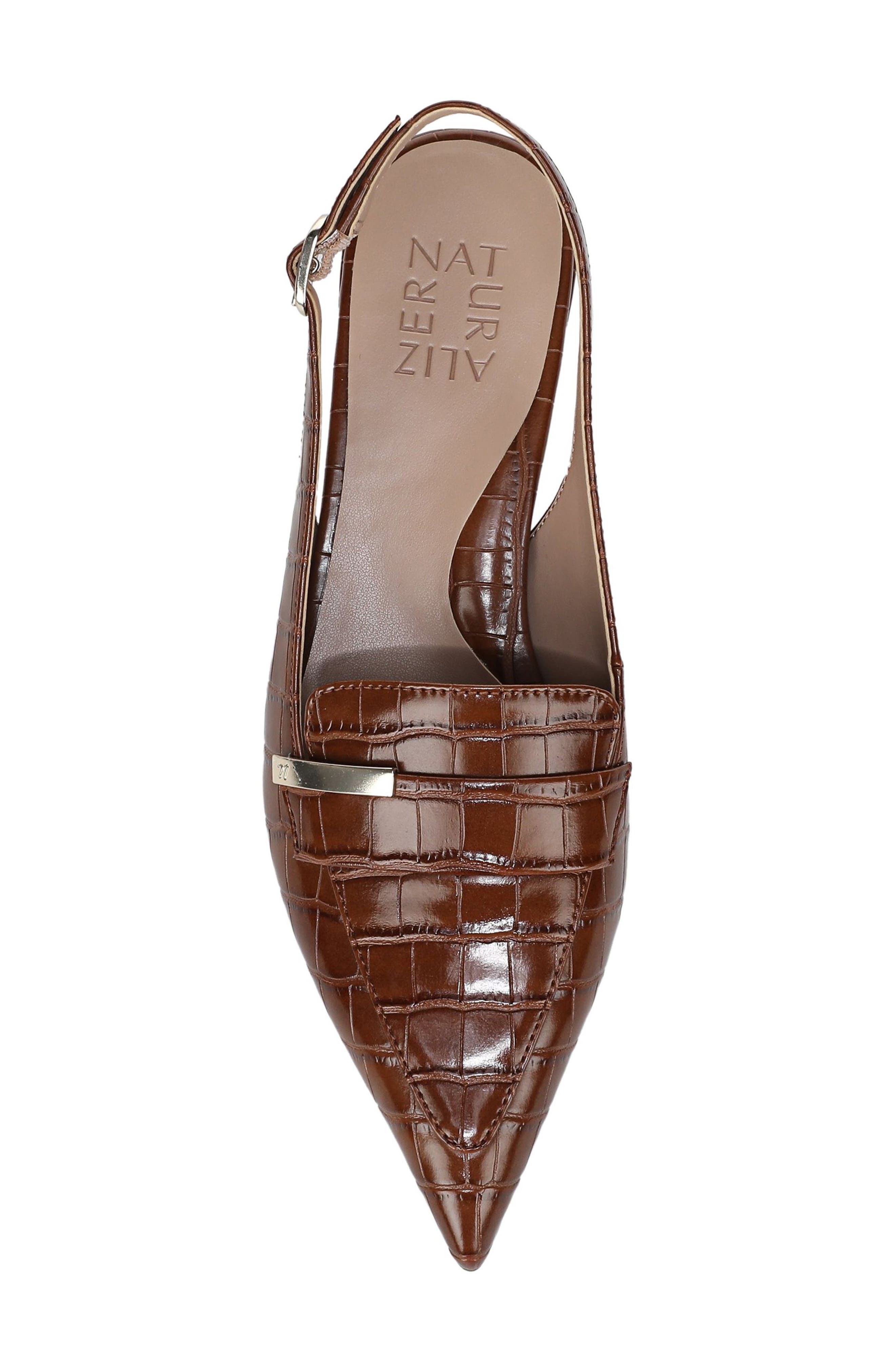 Sloane Pointed Toe Slingback Pump, Alternate, color, BROWN CROCO PRINT FAUX LEATHER