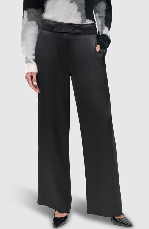 DKNY Belt Detail Wide Leg Pants in Black 