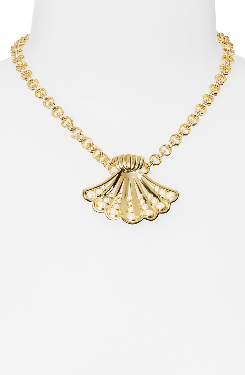 Lele Sadoughi Fan Shell Collar Necklace, Alternate, color, Gold