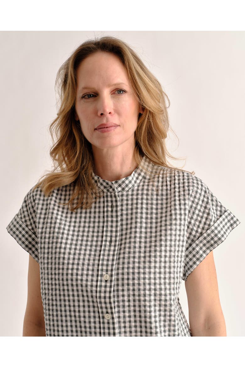 Margo Gingham Button-Down Shirt, Alternate, color, Moss