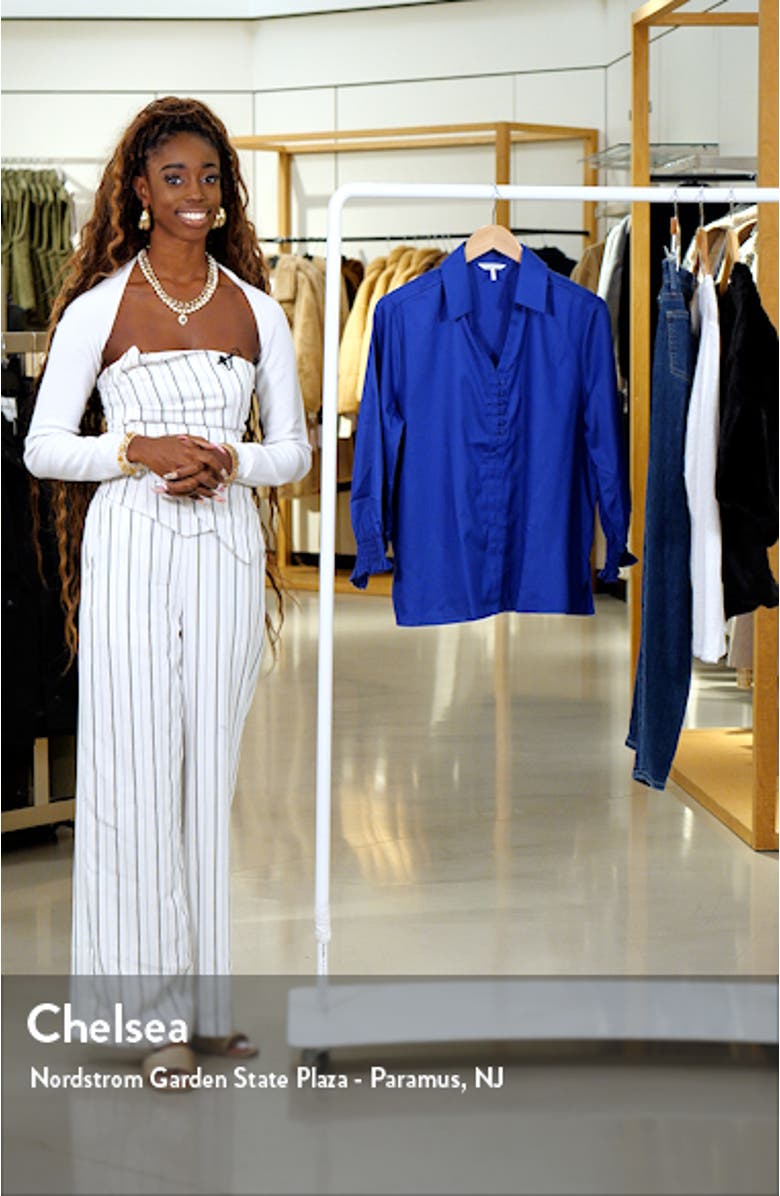 Alexis Smocked Cuff Sateen Popover Top, sales video thumbnail