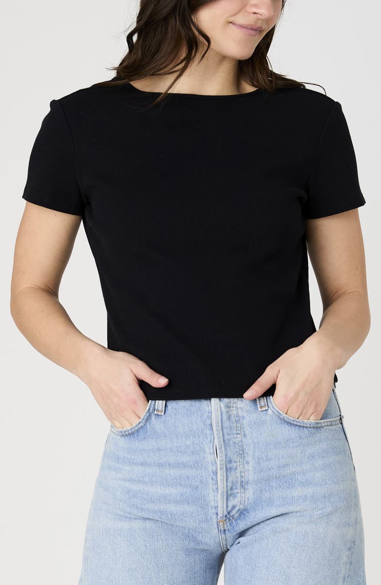 French Connection Bow Back Stretch Cotton T-Shirt, Main, color,