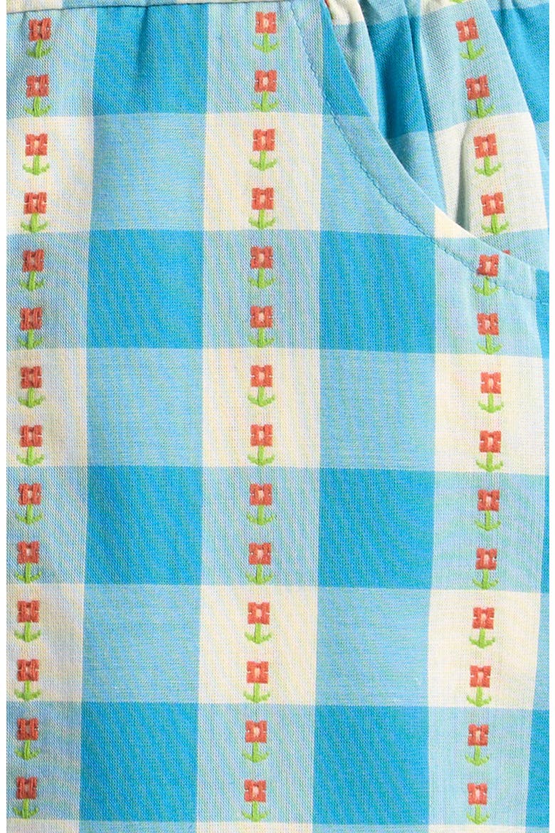 Kids' Floral Embroidered Gingham Dress, Alternate, color, BLUE
